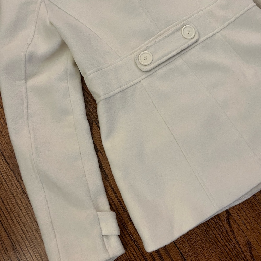 Women's Cream Double-Breasted Coat - Picture 10 of 11
